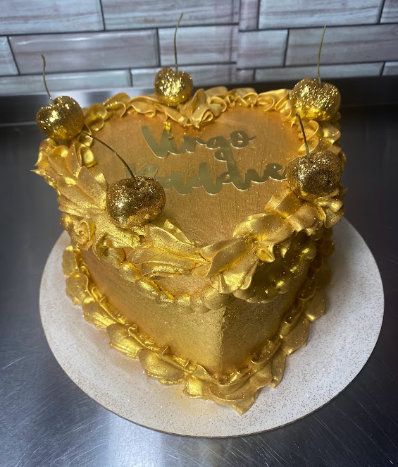 Metallic/Glitter Heart Cake
